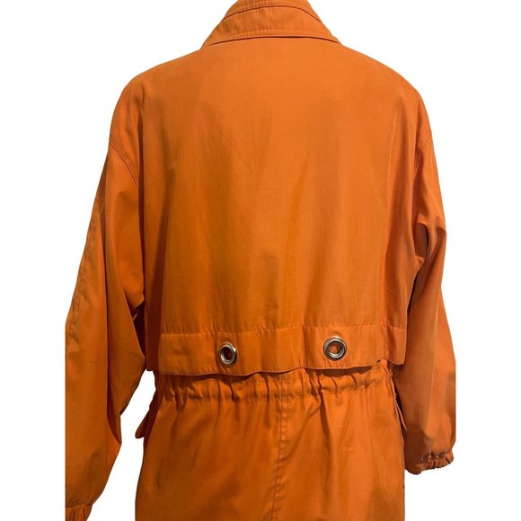 Larry Levine Vintage Outerwear Cinched Cargo Utility Jacket Orange Microfiber L - Picture 6 of 10